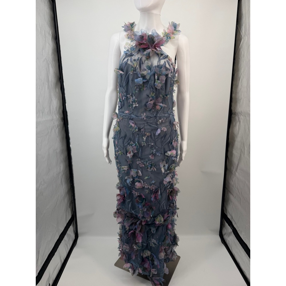 Marchesa Notte 3D Petal Embellished Halter Gown